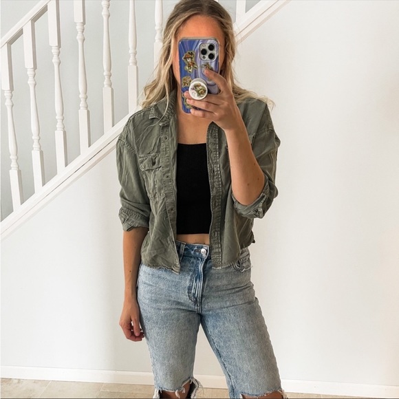 American eagle army green light weight jacket shirt small - Picture 3 of 3